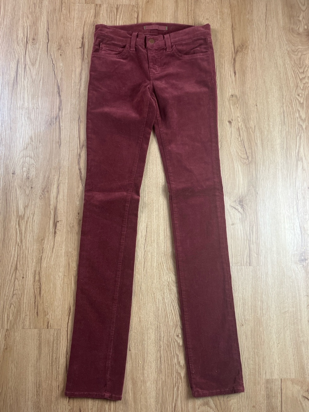 J Brand Dupes Corduroy Skinny Jeans Burgundy Wine Size 25 NWOT